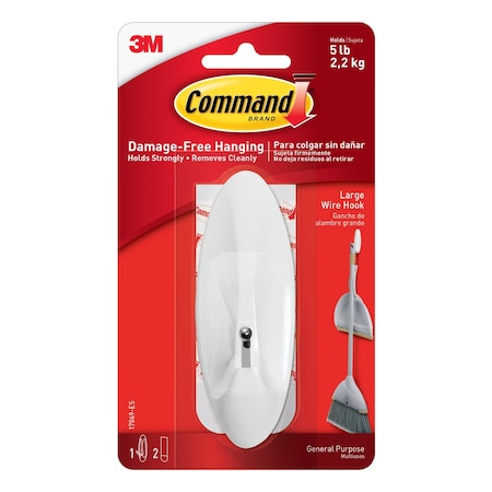 Command 3M Command Large Plastic Wire Hooks 4.14 in. L 1 pk 17069-ES